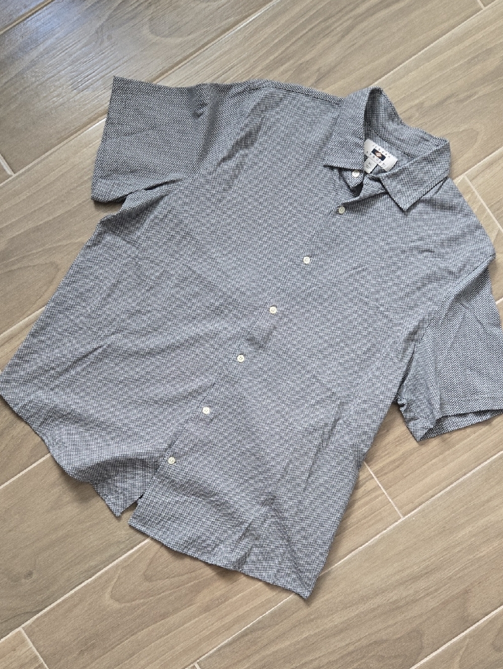 Joseph Abboud Gray Patterned Short-Sleeve Button-Down Shirt